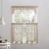 No. 918 Alison-Tr Floral Lace Sheer Rod Pocket Kitchen Curtain - Tier Pair, 58" x 36", Stone