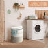 Woven Laundry Hamper with Lid, 40L Storage Basket for Living Room, Bedroom, Bathroom, Nursery (Brown and White)