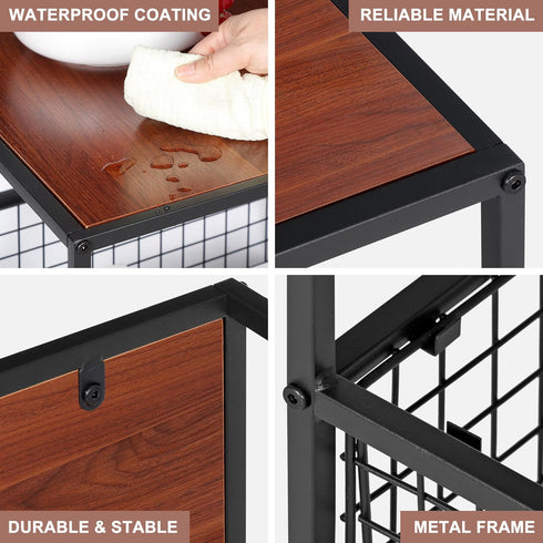 2 20 inch SUPER DEAL Tier Side Table with Mesh Basket, Square End Table Nightstand for Bedroom Living Room, Mini Fridge