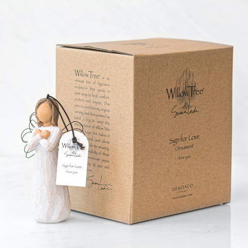 Willow Tree Sign for Love Ornament, Hand-Painted Sculpted Figure