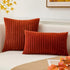 Kevin Textile Set of 2 Fall Pillow Covers, Solid Supersoft Corduroy, Burnt Brick, 18x18 Inch