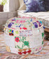 Aakriti Gallery Indian Pouf Footstool Ethnic Embroidered Pouf Cover, Indian Cotton Round