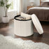 15-Inch Stylish Round Storage Ottoman - White