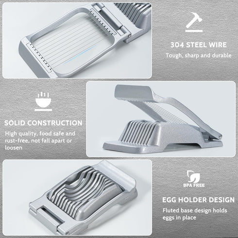 Heavy Duty Stainless Steel Wire Egg Slicer for Hard Boiled Eggs & Strawberry Other Soft Food