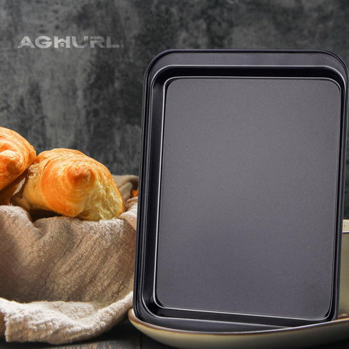 Baking Sheets, Small Nonstick Carbon Steel Cookie Trays, Bakeware Set, 2-Pack, 9.45 x 7.09 Inch