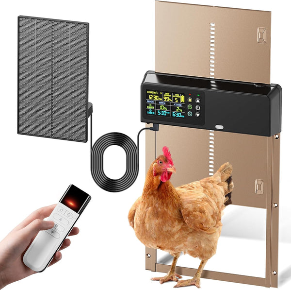 Tephrotrak Automatic Chicken Coop Door, Solar Powered with 3500mAh Battery, 656ft Long-Range Remote,
