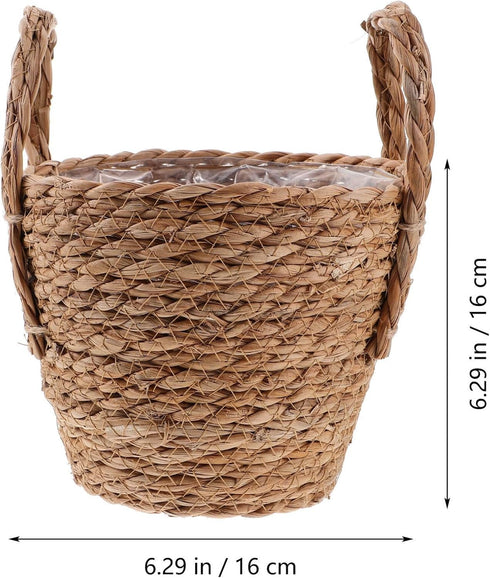 Yardwe Woven Flower Basket Straw Weaving Basket Plant Flower Pots Cover Garden Plant Containers Wicker Rattan Vase Storage Bins Box Container Sundries Organizer 6.3inchs by Yardwe
