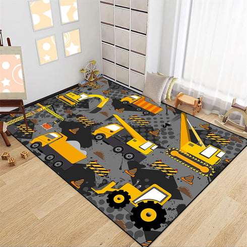 3'4' Construction Rugs for Boys Room Play Mat for Cars and Trucks PlayMat Kids Rugs for Playroom Car Carpet for Kids