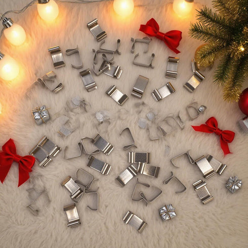 Y.A. LOTUS 50 Pcs Gutter Clips for Hanging Outdoor Lights, Premium Steel Gutter Hooks for Xmas Halloween Seasonal Rope