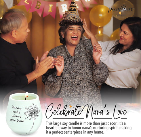 Pavilion Gift Company Dandelion Wishes Ceramic Soy Candle, Nanas Make Wishes Come True, 77148