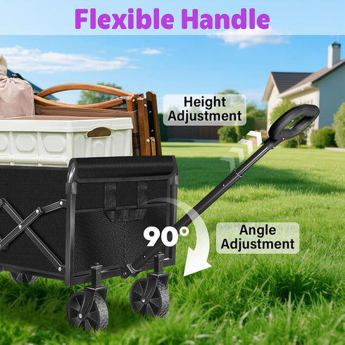 Foldable,280 LBS Wagons Carts Large Capacity Foldable Wagon Cart Collapsible Wagon with Wheels & Drink Holders,Utility