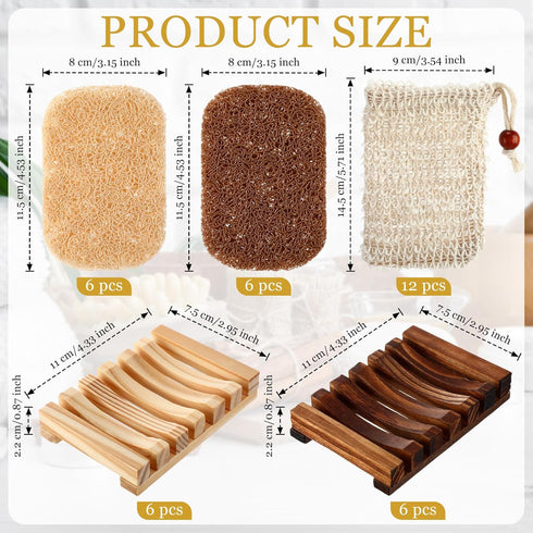36 Set Packaging Baderke Pcs Soap Saver for Gift Including Wooden Dish Holder Exfoliating Bag with Drawstring Soap Pads