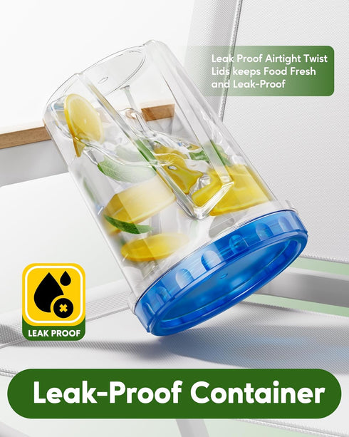 Canfanni 10 Pack-33oz Set, Freezer Storage Containers Plastic Food Storage Containers with Twist Top Lids, BPA Free