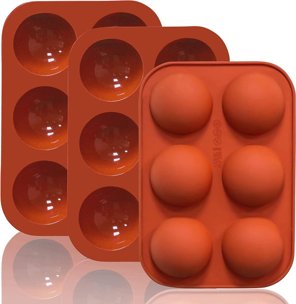 6 Holes Medium Semi Sphere Silicone Molds - 3 Packs Half Sphere Baking Molds for Chocolate, Cake, Jelly
