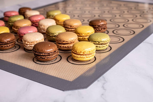 Macaron Baking Mats - Pack Of 2 Full Size Baking Silicone Mats - Macaron Cookie Sheet For Baking With Size Guiding Circles On Baking Sheet, Non Stick, Reusable