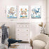 Set 3, 12x16 Inch Ocean Nursery Wall Art of Sea Animal Baby Boys Room Canvas Wall Decor Paintings, Watercolor Ocean