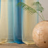 Yancorp Sheer Curtain Semi Bedroom Curtains, 63 inches Length Linen Blue Beige Ombre Rod Pocket Drapes for Kids Window