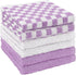 6 Pack 100% 12x12 inch Set (Pack 6) DecorRack Cotton Checkered Washcloths, Soft Cotton Face Towels, Absorbent