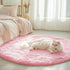OLANLY Pink Round Rugs for Bedroom, 4x4 Feet Machine Washable Circle Area Rugs, Soft Fluffy Shaggy Carpet for Home Decor