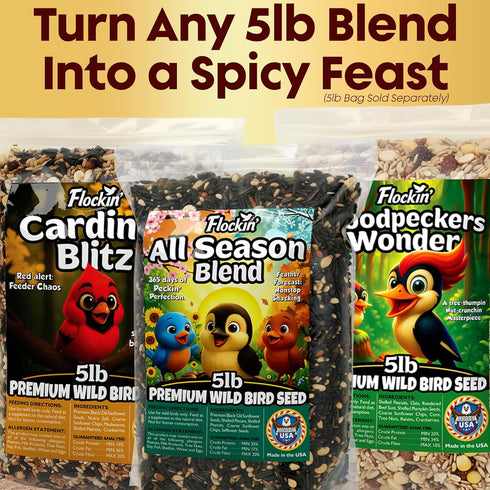 (16oz) Flaming Hot Pepper Bird Seed Oil - Extremely Spicy Squirrel Seed Sauce - Helps Limit Squirrels at Bird Feeders