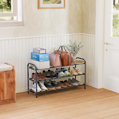 3 16 SUFAUY Tier Expandable Metal Shoe Rack Organizer for Pairs Shoes, Black