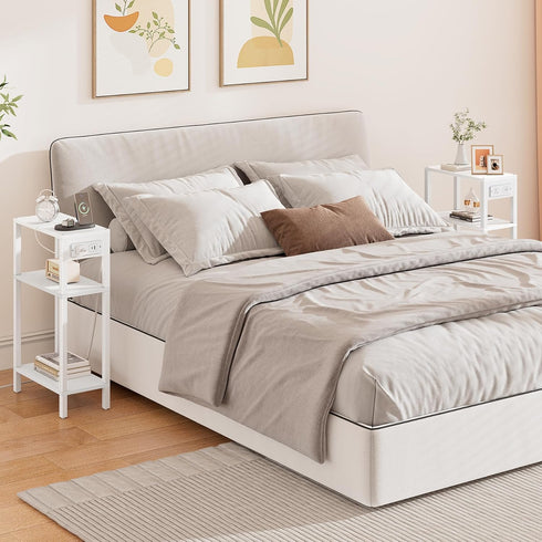 TB01BW079 TUTOTAK Narrow Side Table with Charging Station,Small End Table with USB Ports and Outlets, Skinny Sofa