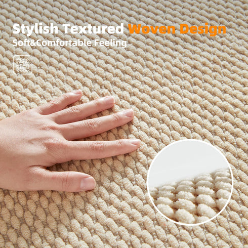 Soft and Absorbent Chenille Bathroom Rug with Rubber Backing, Quick-Dry Washable Runner Mat, Khaki 16"x24"