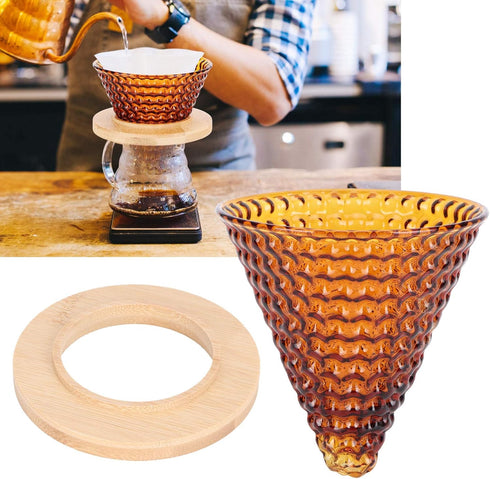 Glass Coffee Dripper,Pour Over Coffee Dripper,Portable Pour Over Coffee Maker Coffee Pot Filter Reusable Glass Coffee Dripper Funnel Kettle Brewer Accessories(brown)