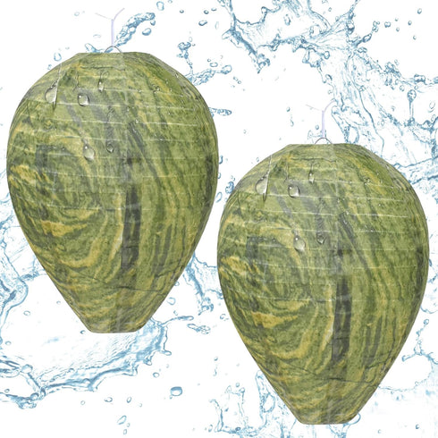ZeeDix 2 Pack Hanging Wasp Nest Decoy, Hornets Wasp Nest for Outdoor, Home and Garden (8.66"×11", Dark Color)