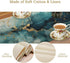 PHTAYOT 13x90in Teal White Gold Marble Table Runner, Teal White and Gold Abstract Texture Marble Pattern Print for Home
