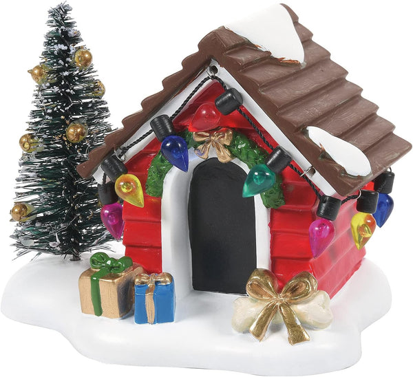 Department 56 Resin Village Accessories - Fido's Christmas Getaway Doghouse Figurine (2.4 Inch, Multicolor)