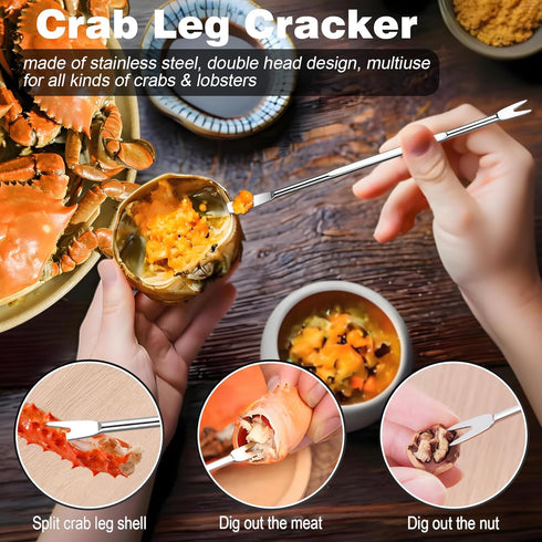 11 Set, Pcs Crab Crackers and Tools, Seafood Tools Crab Leg Cracker, Seafood Scissors, Condiment Cups, Crab Leg Forks