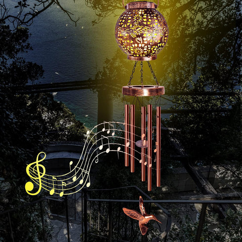Wind Chimes for Outside, 38" Hummingbird Solar Wind Chimes Outdoor Gifts for Mom, Garden Decor