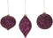Beaded Purple Plum Glittered Ball Finial - 6 inch Glass Decorative Hanging Christmas Ornament Set