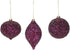 Beaded Purple Plum Glittered Ball Finial - 6 inch Glass Decorative Hanging Christmas Ornament Set
