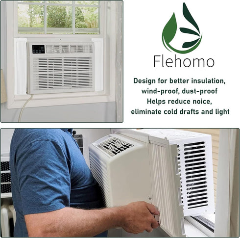 Flehomo Adjustable Insulation AC Side Panels with Frame for 12,000 BTU Window Air Conditioner Unit