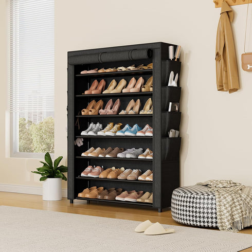 7 35-40 8 Closet, VTRIN Shoe Rack with Cover, Tier Shoe Organizer Storage for Pairs Shoes and Boots Large Capacity Tall