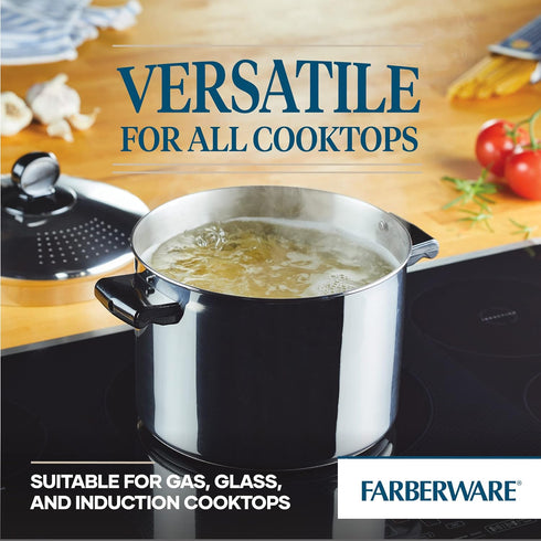 Farberware Classic Series 8-Quart Stainless Steel Covered Straining Stockpot with Lid, Silver