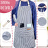 12 Handepo Pcs Cotton Aprons for Women Men with Pockets Soft Adjustable Bib Stripe Aprons for Cooking Kitchen Chef