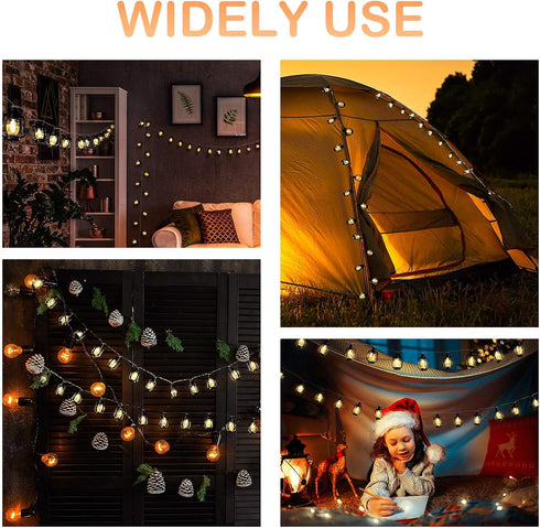 AceList Camping Lantern String Light - 30 LED Battery and USB Operated Lights for Camping, Party, Classroom, Travel