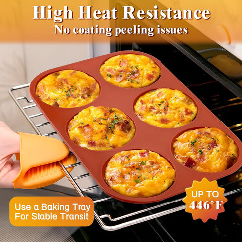 Ocmoiy Silicone Muffin Top Pans/Egg Molds for Baking, Non-Stick 4" Jumbo Round Mold for Hamburger Bun, Muffin Top,