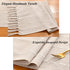 Wracra Rustic Linen Table Runner, 72 inches Long Embroidered Fall Table Runner with Hand-Tassels, Light Coffee, 13"×72"