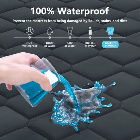 Cal King Waterproof Mattress Protector, Breathable Noiseless Cover, Deep Pocket Fit Up to 21 Inches, Quilted Mattress