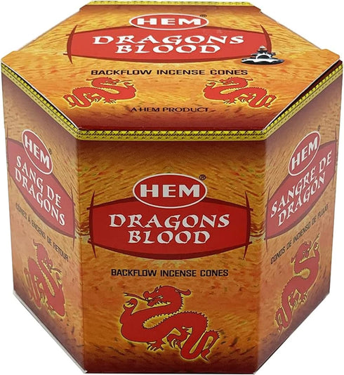Dragons Blood Hem Backflow Incense Cones - 40 Large Scented Cones for Waterfall Aromatic Smoke Fountain Haze Falls