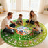 47x47'' Kids Educational Area Rug for Playroom, Round ABC Alphabet Animals Fruits & Seasons Learning Rug,Non-Slip Soft