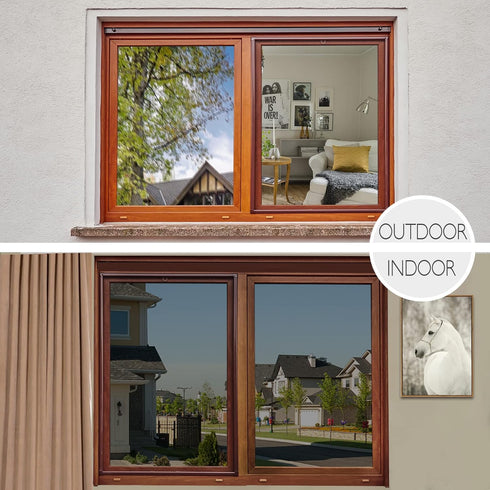 HIDBEA One Way Privacy Window Film, Daytime Mirror Reflective Heat Control UV Blocking Non-Adhesive Static Cling Tint