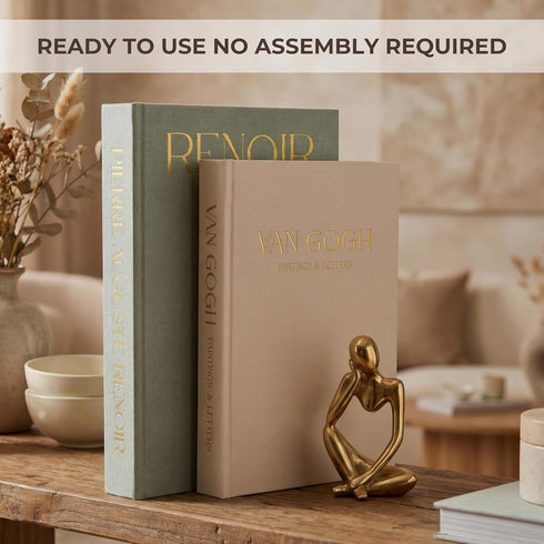 Set 2 Decorative Books of with Hidden Storage Premium Linen Coffee Table Books, Van Gogh & Renoir Art Decor | Faux
