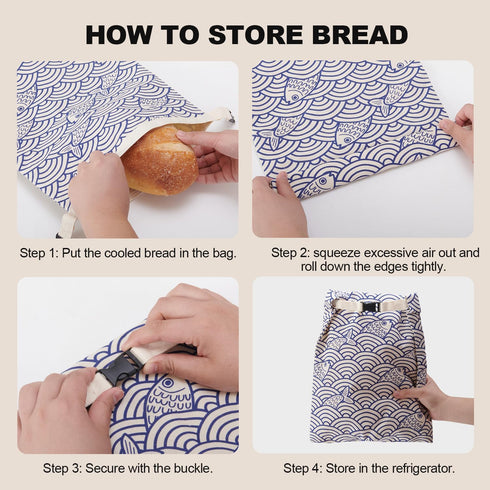 Augine 2 Pack Beeswax Bread Bags for Sourdough, Reusable Bread Bags for Homemade Bread, Natural Cotton Beeswax Storage