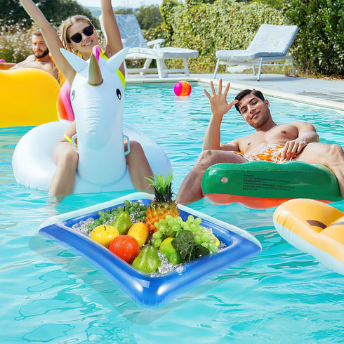 YARNOW Inflatable Cooler, 4PCS Ice Serving Bar Coolers for Parties, Transparent Buffet Server Tray for Indoor Outdoor