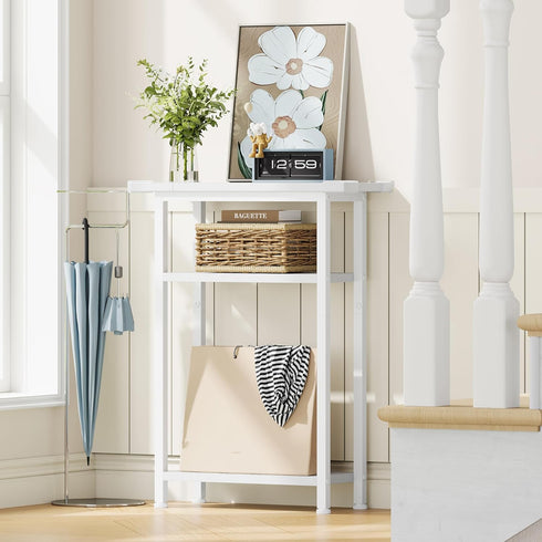25.2" HET005WT1 Heybly Small Narrow Side Table for Small Space, Thin Bedside Table, Slim Sofa Table, Skinny End Table